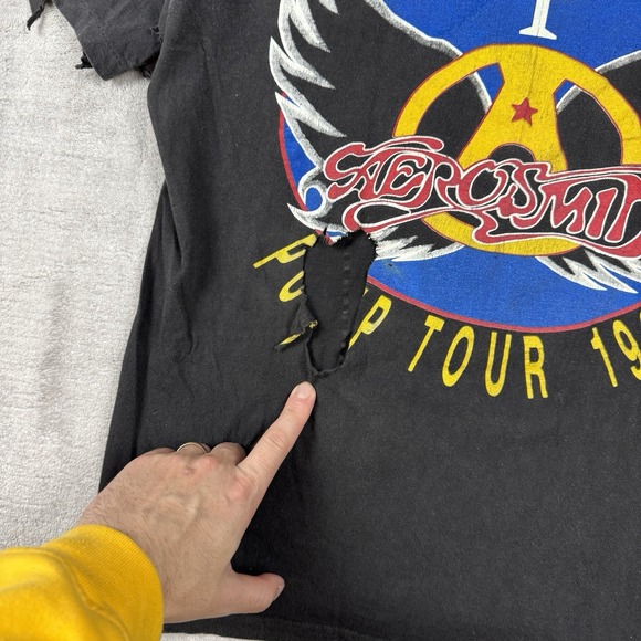 Vtg Aerosmith Shirt Mens Medium Black North America 1990 Pump Tour Single Stitch - Picture 6 of 10